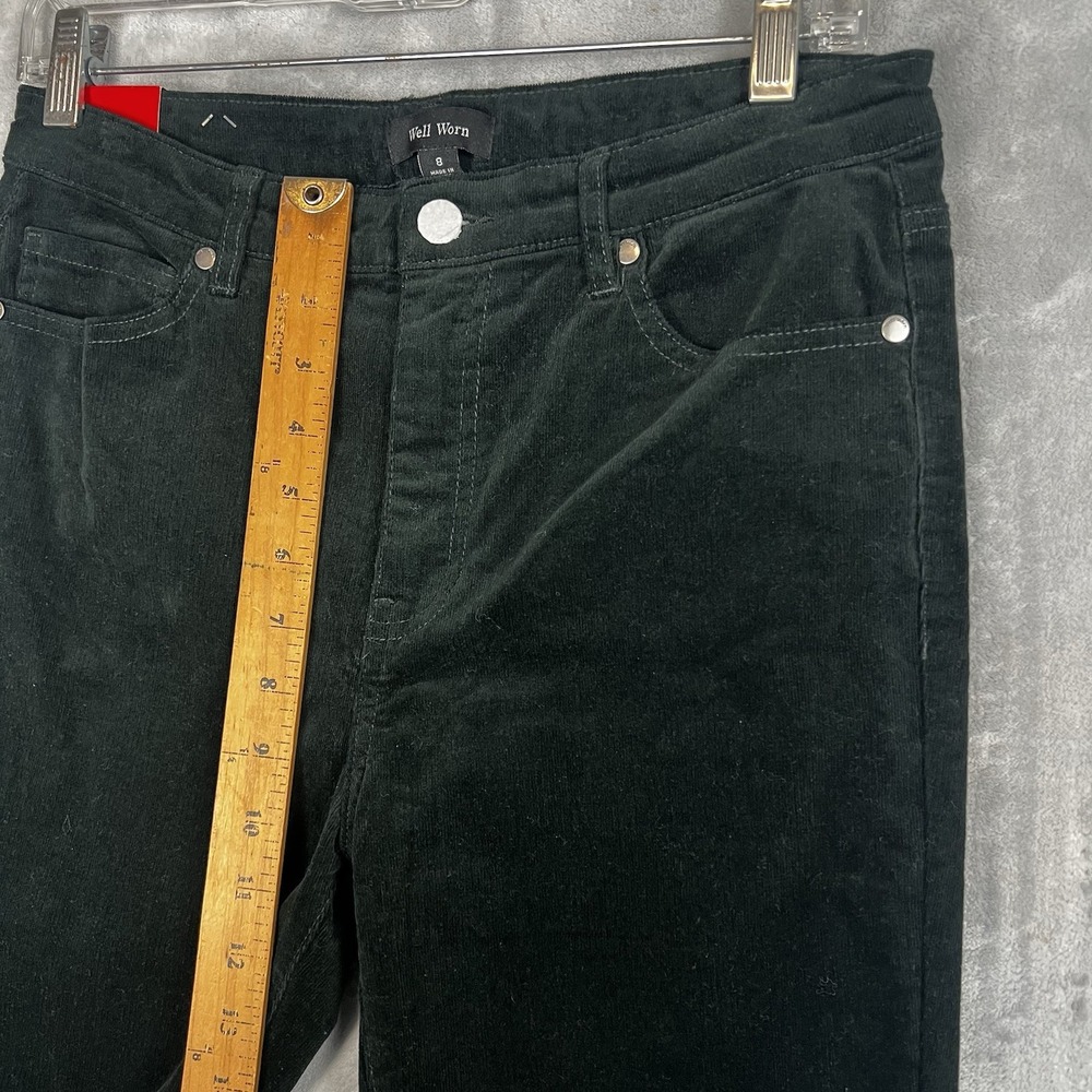 Well Worn Women Pants High Rise Corduroy Size 8 Olive Green Classy Elegant - Picture 4 of 12